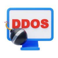 ddos attaque 3d icône. ddos attaque sur ordinateur portable 3d icône png