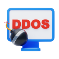 ddos ataque 3d ícone. ddos ataque em computador computador portátil 3d ícone png