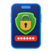 Mobile Security 3D Icon. Mobile Protection 3D Icon png