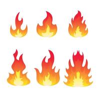 set of flames with gradation colors vector