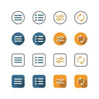 Collection of Icons set, flat colored with shadows. Thin line icons set. Flat illustration vector