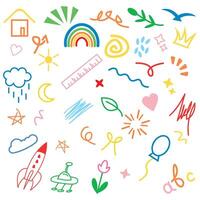colorful doodles of small children vector
