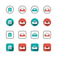 Collection of Icons set, flat colored with shadows. Thin line icons set. Flat illustration vector