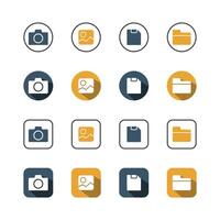 Collection of Icons set, flat colored with shadows. Thin line icons set. Flat illustration vector