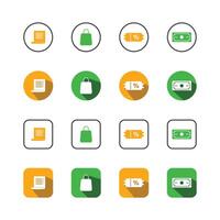 Collection of Icons set, flat colored with shadows. Thin line icons set. Flat illustration vector