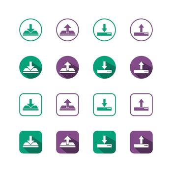 Collection of Icons set, flat colored with shadows. Thin line icons set. Flat illustration vector