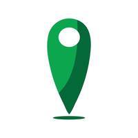 Green map pointer, A green pin with a white dot on it has a GPS location point vector