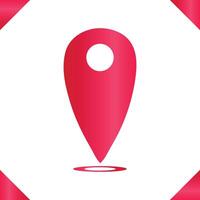 A red pin with a white dot on it has a pink gradient location point vector