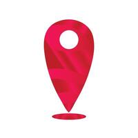 A red pin with a white dot on it has a pink gradient location point vector