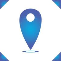 Map pointer A blue gradient pin with a white dot on it has a GPS location icon vector