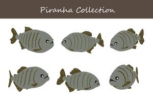 piranha collection. piranha in different poses. vector