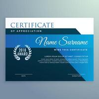 modern blue certificate and award design template vector