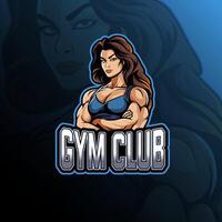 Gym club mascot logo design for badge, emblem, esport and t-shirt printing vector
