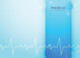 blue medical and science background with heartbeat line vector