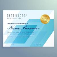 elegante azul certificado diseño modelo vector