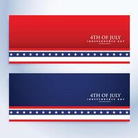 clean 4th of july american banners vector