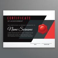 certificate design in modern black and red geometric shapes vector