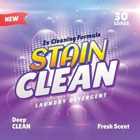 increíble producto embalaje concepto de lavandería detergente vector