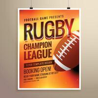 amazing rugby flyer poster design template with event details vector