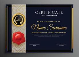 black and gold certificate premium design template vector