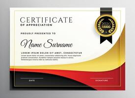 red and gold business certificate template vector