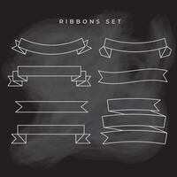 ribbons doodle hand drawn collection vector