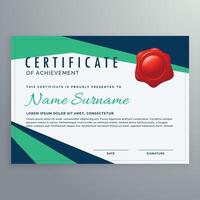 modern geometric certificate design in blue and green shapes vector