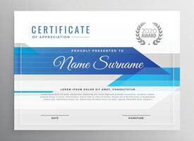 modern blue horizontal diploma certificate template vector
