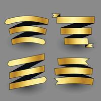 premium shiny golden ribbons set vector