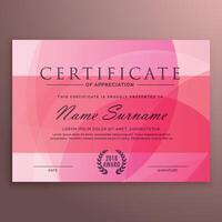 moderno rosado diploma certificado diseño con limpiar forma vector