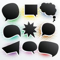 collection of black comic empty chat bubble vector