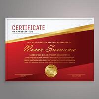 creative red and golden certificate design template vector