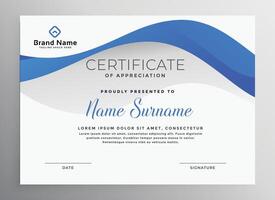 modern blue professional certificate template vector
