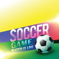 fútbol juego póster diseño con brillante colores vector