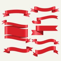 shiny red classic ribbons in 3d style vector