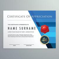 certificate of appreciation modern template design vector