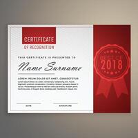 modern clean red and white certificate design vector