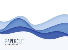 blue wavy water style papercut background vector