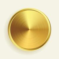 realistic gold metallic button in brushed surface texture vector