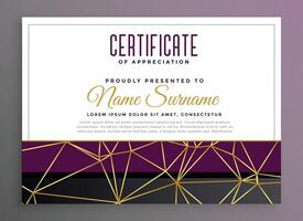 premium multipurpose certificate with golden low poly lines vector
