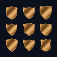 set of shiny gold police shield icons vector