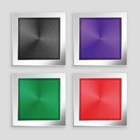 four brushed metallic buttons in different colors vector