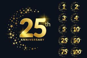 golden anniversay premium emblem set vector