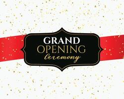grand opening ceremony banner with golden confetti vector