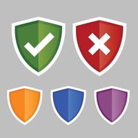 shield icons with correct and wrong symbols vector