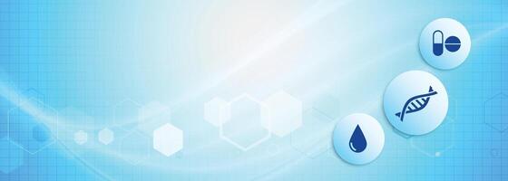 medical science banner in blue color shade vector