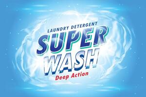lavandería detergente embalaje concepto para súper limpiar lavar vector