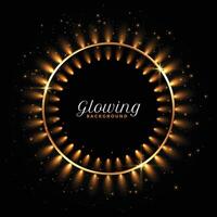 glowing circular golden lights on black background vector