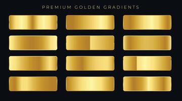 premium golden gradients swatches set vector