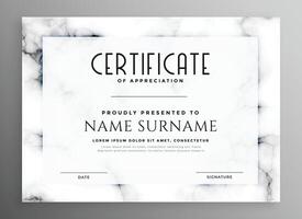 stylish white certificate design with marble texture vector
